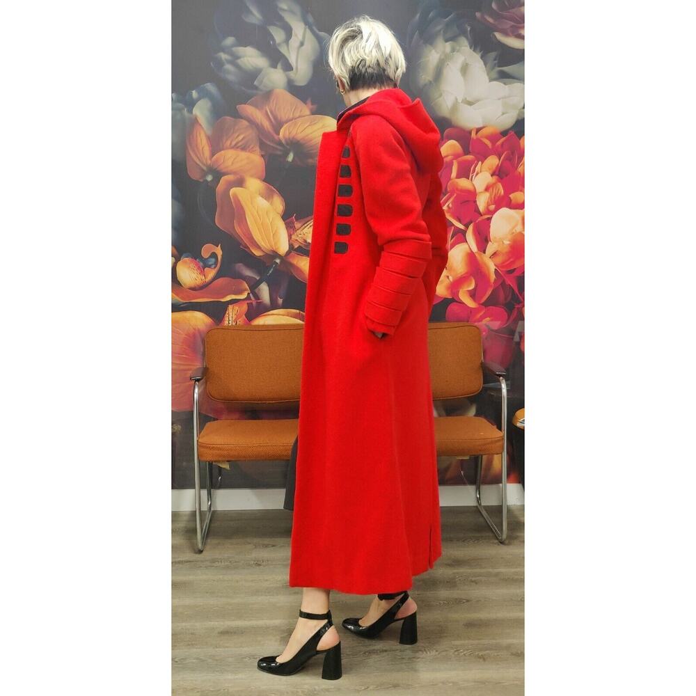 Vintage Red Stephen Sprouse Military Style wool Coat Sz 6 Fits A Sz 4 *Rare